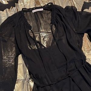 Abercrombie & Fitch Tie-Front Long-Sleeve Trapeze Mini Dress